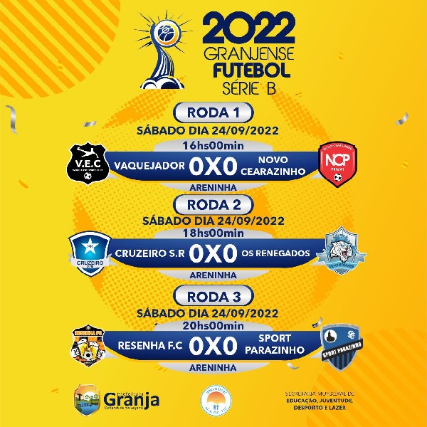 SEGUNDA RODADA DO GRANJENSE DE FUTEBOL SERIE B TEMPORADA 2022