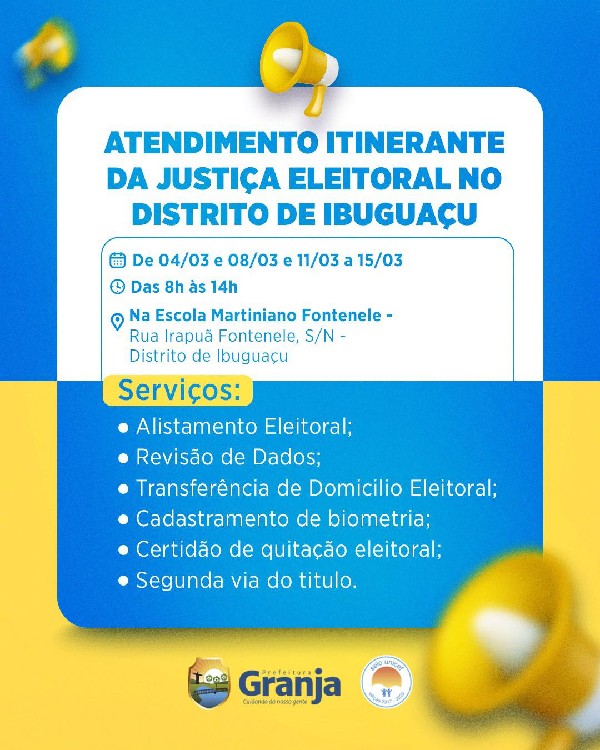 ATENÇÃO MORADORES DO DISTRITO DE IBUGUAÇU!
