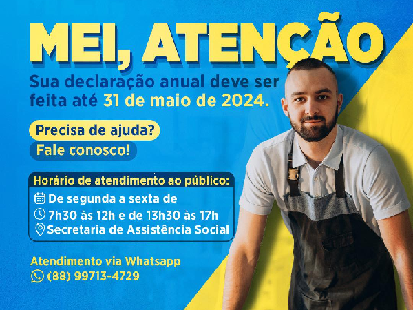 NÃO ESQUEÇA: A DECLARAÇÃO ANUAL DO MEI DEVE SER FEITA ATÉ O DIA 31 DE MAIO DE 2024!